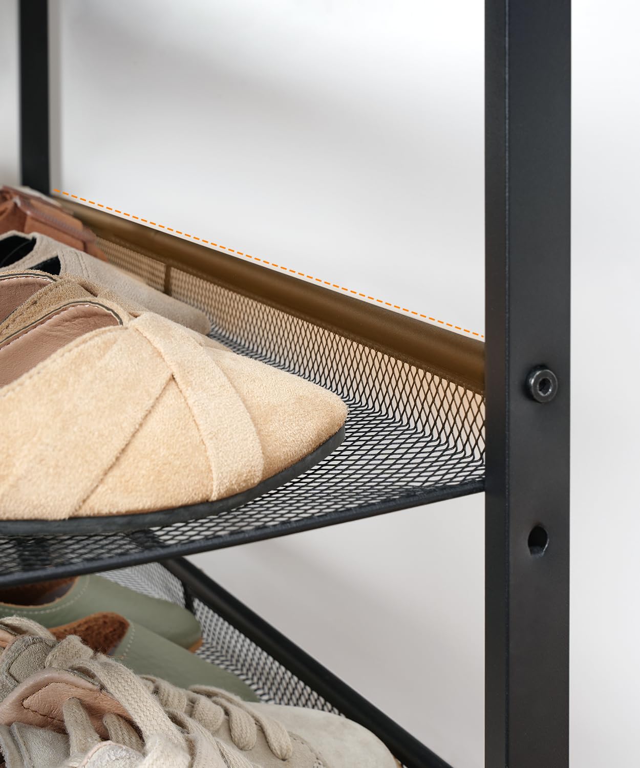 HOOBRO Schuhregal 5-stöckiges Schuhablage verstellbares Metallgitterregal für 16-20 Paar vintagebraun-schwarz
