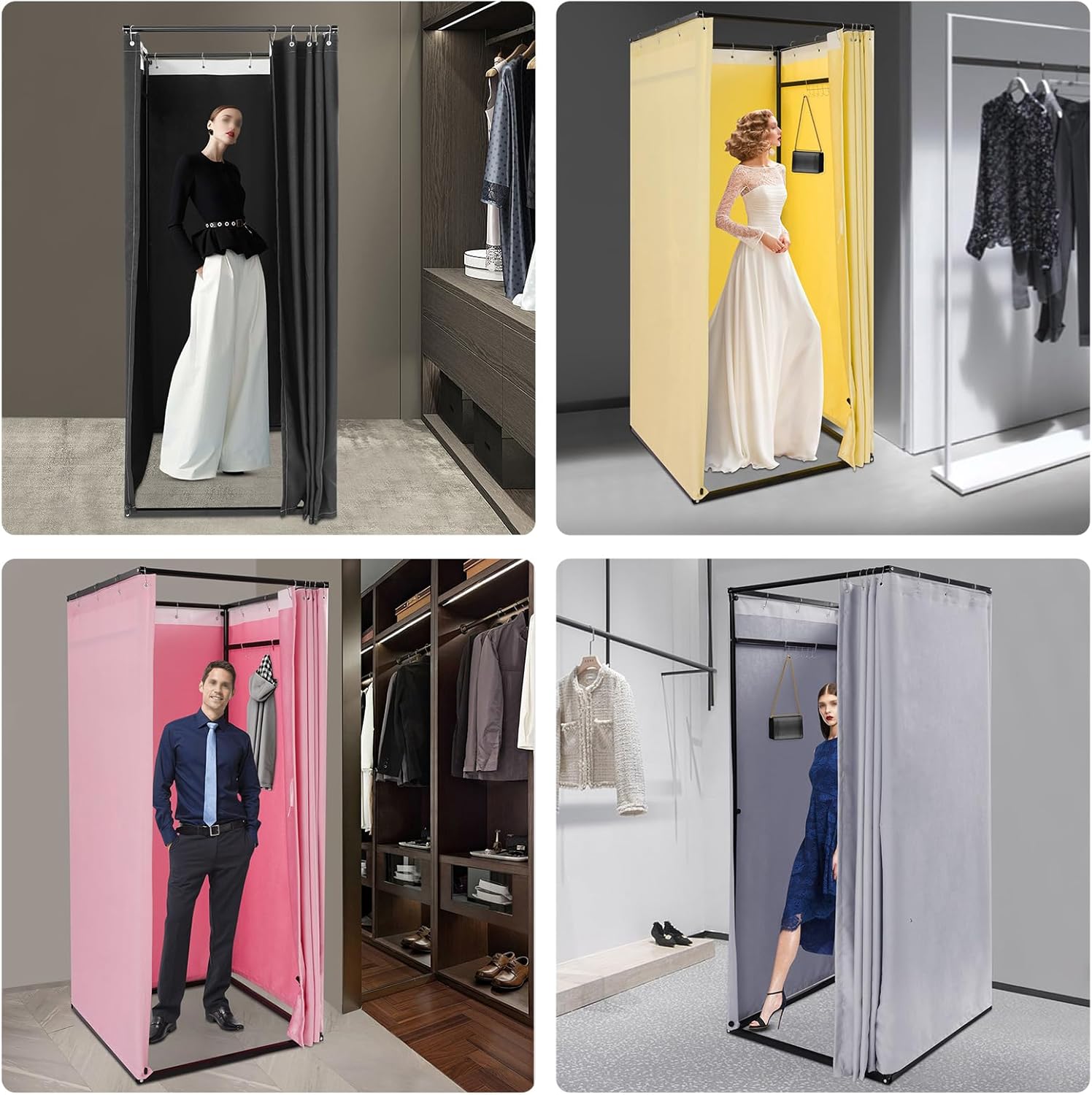 Portable Clothing Store Fitting Room Removable Dressing Room for Boutique Changing Room with Shading Curtain Temporary Wall for Activities Shopping Malls Pink