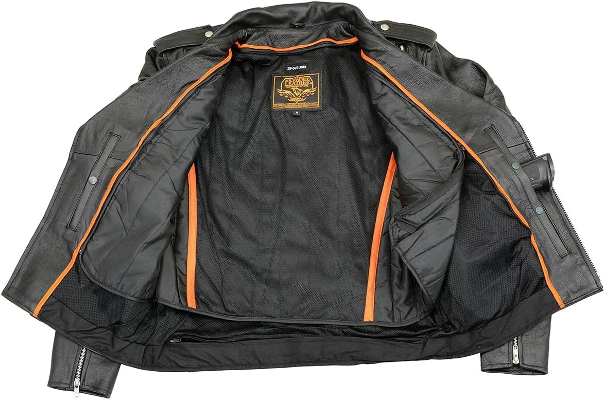 Milwaukee Leather LKM1781 Men's The Legend Classic Black Premium Leather Motorcycle Jacket w/Quilted Liner - Image 7