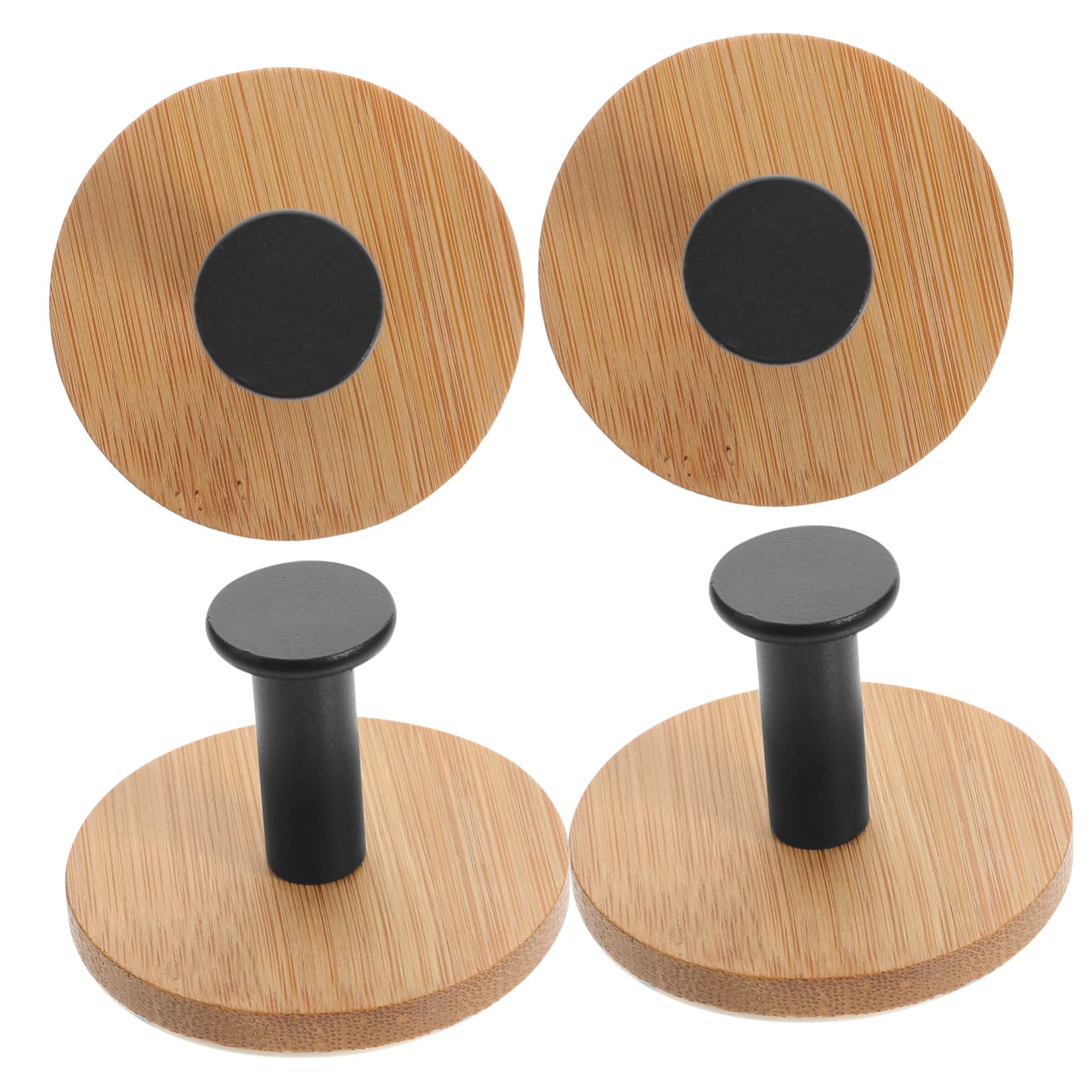 DOITOOL 2 Juegos Gancho Pegajoso De Bambú Gancho Para Toallas Sobre La Puerta Toallero Ganchos De Servicio Pesado Ganchos De Pared Para Ropa Manos Doble Black Acero Inoxidable 4 Piezas