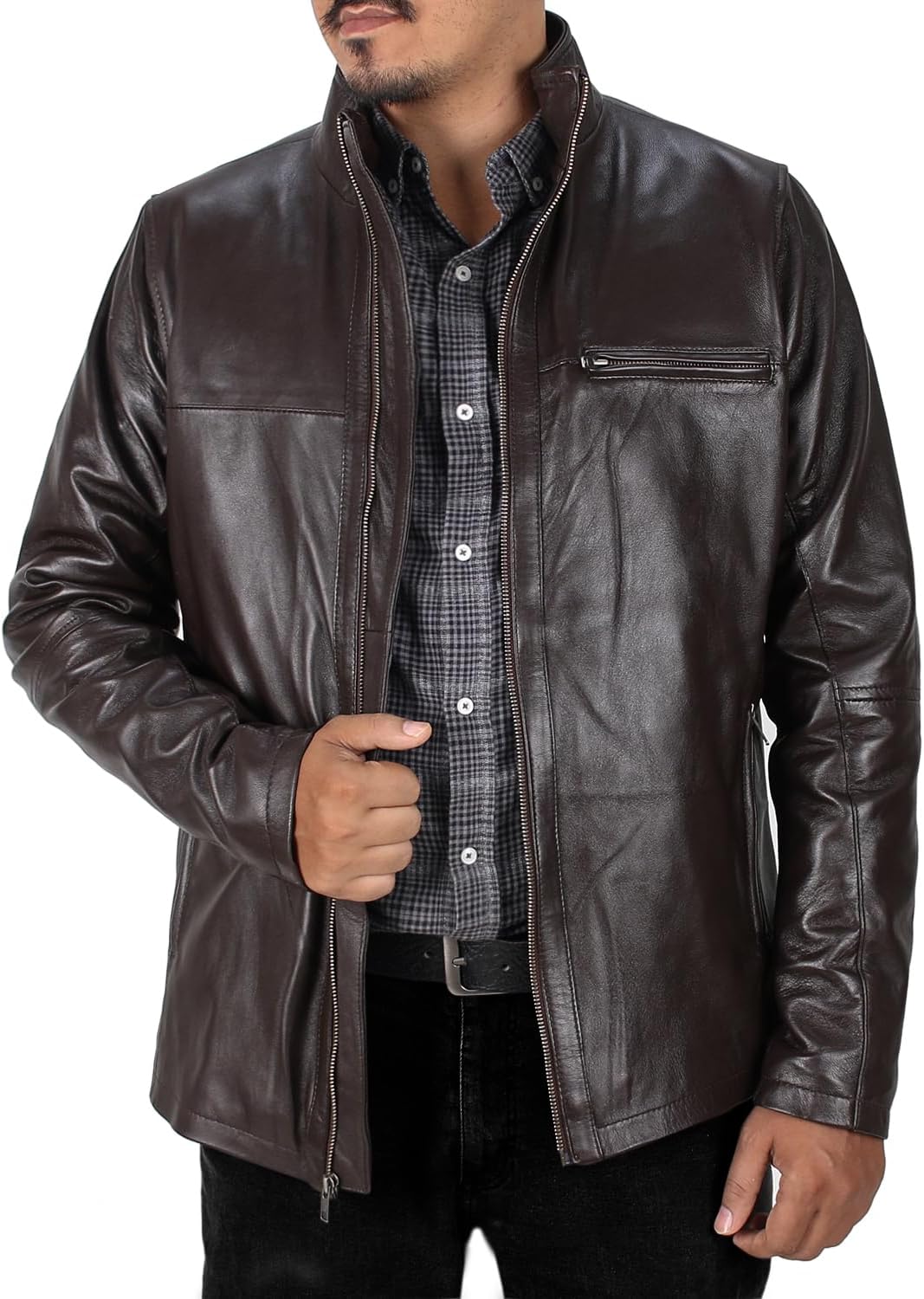 Laverapelle Men's Genuine Lambskin Leather Jacket (Black, Classic Jacket) - 1501135