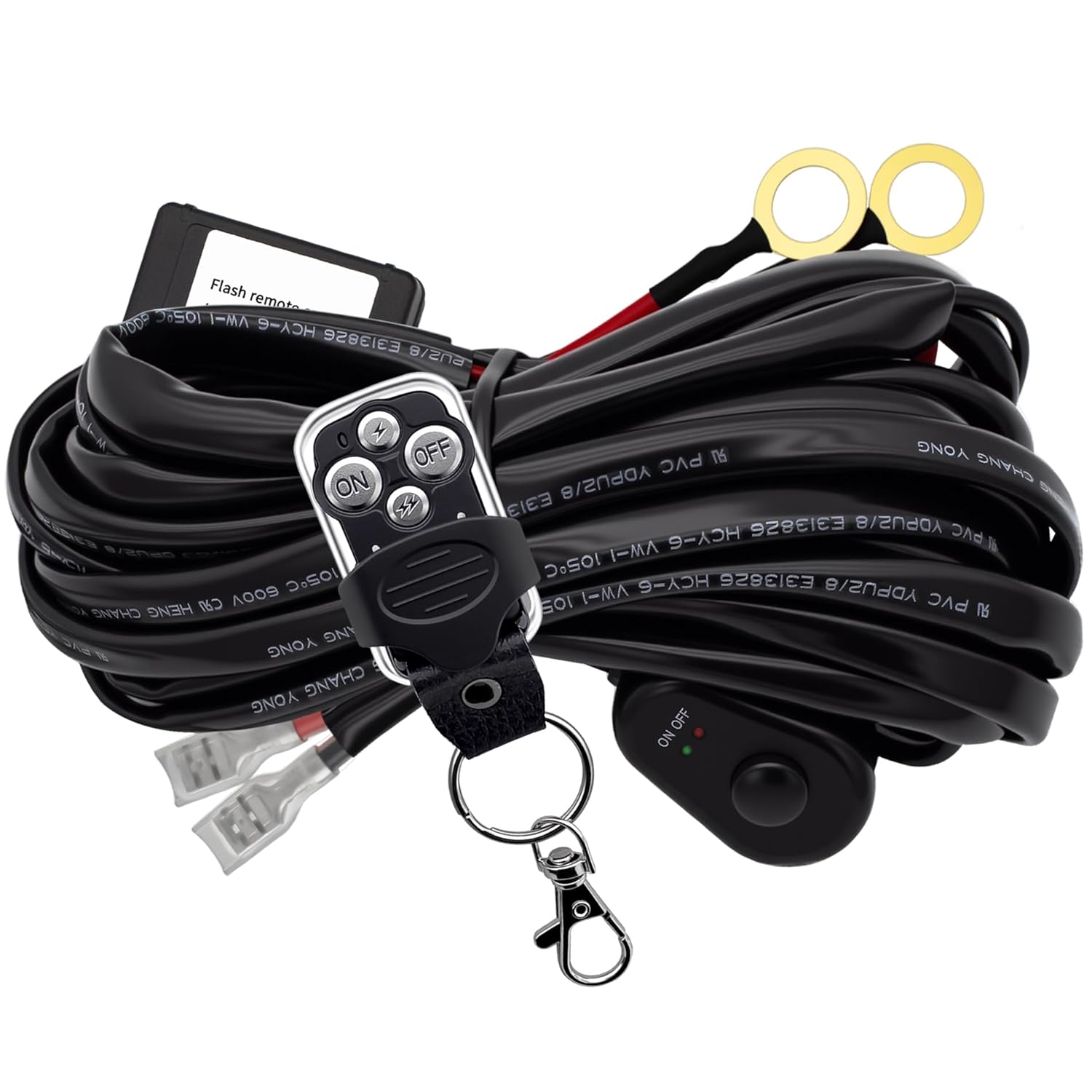 LED Driving Light Bar Remote Control Wiring Harness Kit 12AWG Cable Heavy Duty1Lead, DC12V - On-Off Switch, Power Relay & Blade Fuse, Compatible with LED Offroad Driving Light Bars