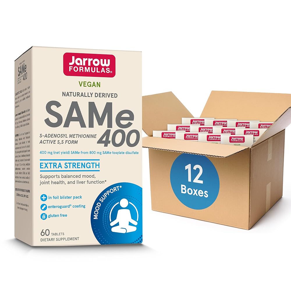 Jarrow Formulas Same 400 mg, Supports Joint Health, Liver Function, Brain Metabolism, 60 Tablets, Up to a 60 Day Supply,Pack of 12