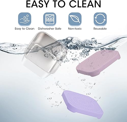 Miniatura 3 de Haldane Paquete de 4 recipientes de acero inoxidable para niños, a prueba de fugas, almacenamiento de alimentos para bebés, contenedores Bento