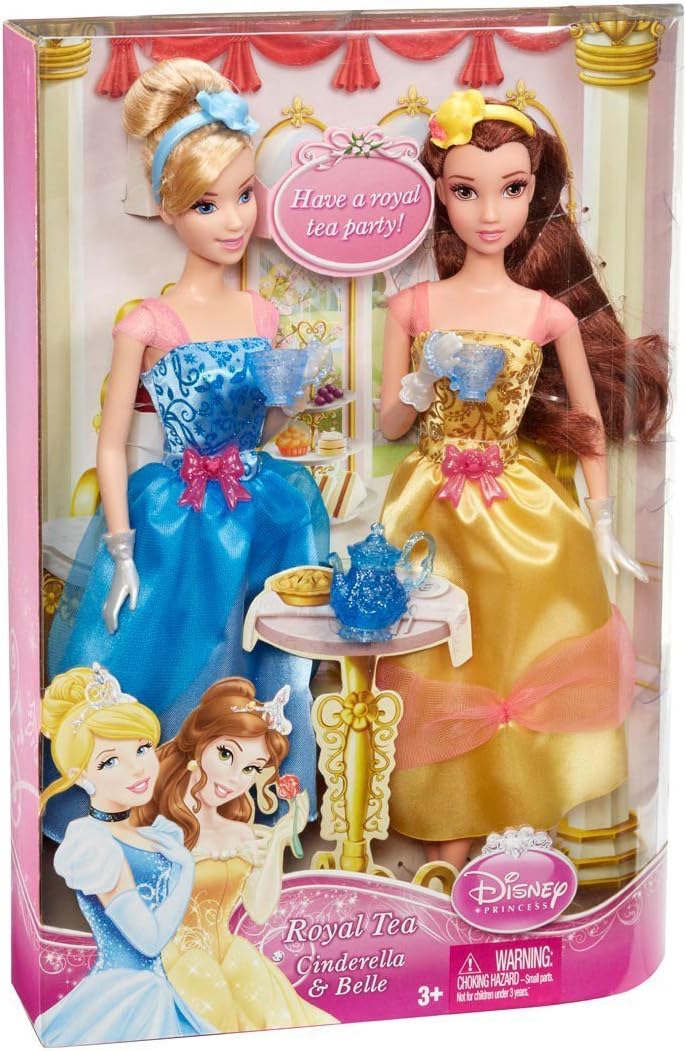 Mattel Disney Princess Tea Time Belle and Cinderella Doll Gift Set