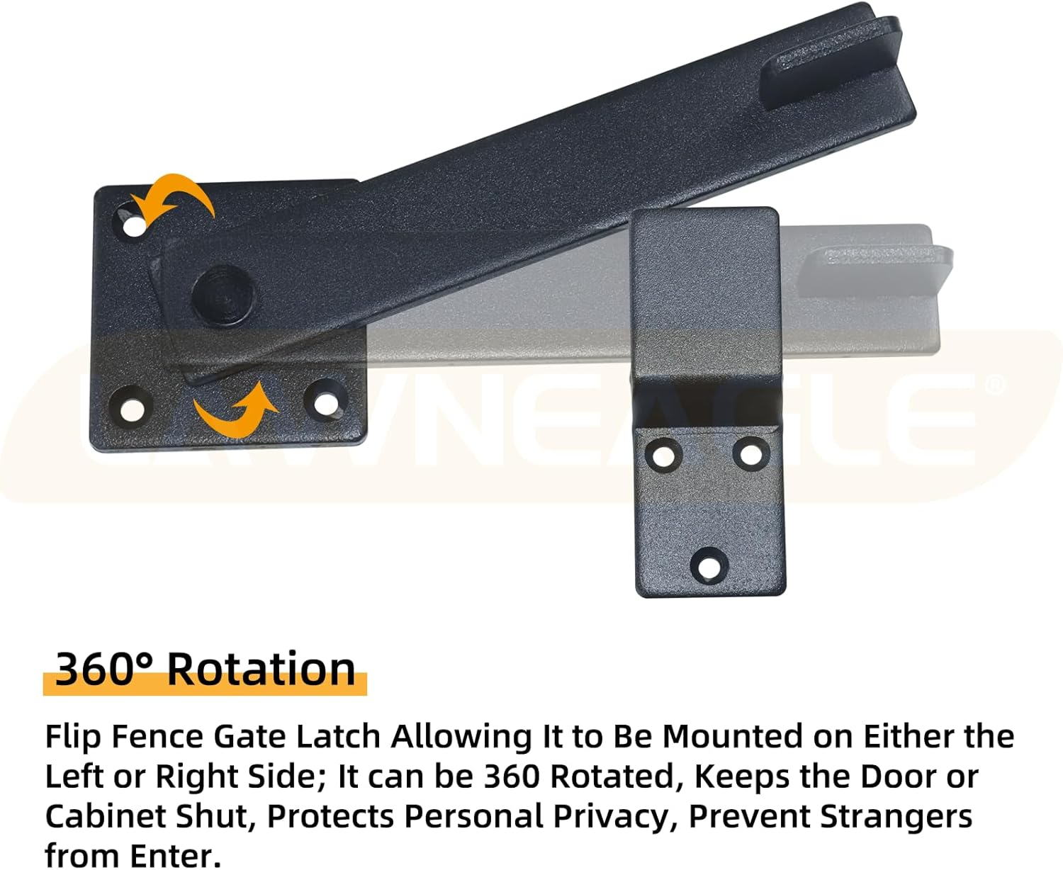 6" Flip Fence Gate Latch with Screwdriver for Wooden Fence Sliding Door, Farm, Garden, Yard, Orchard, Ranch, Carports, Barn Door Lock, 360 Degree Rotated