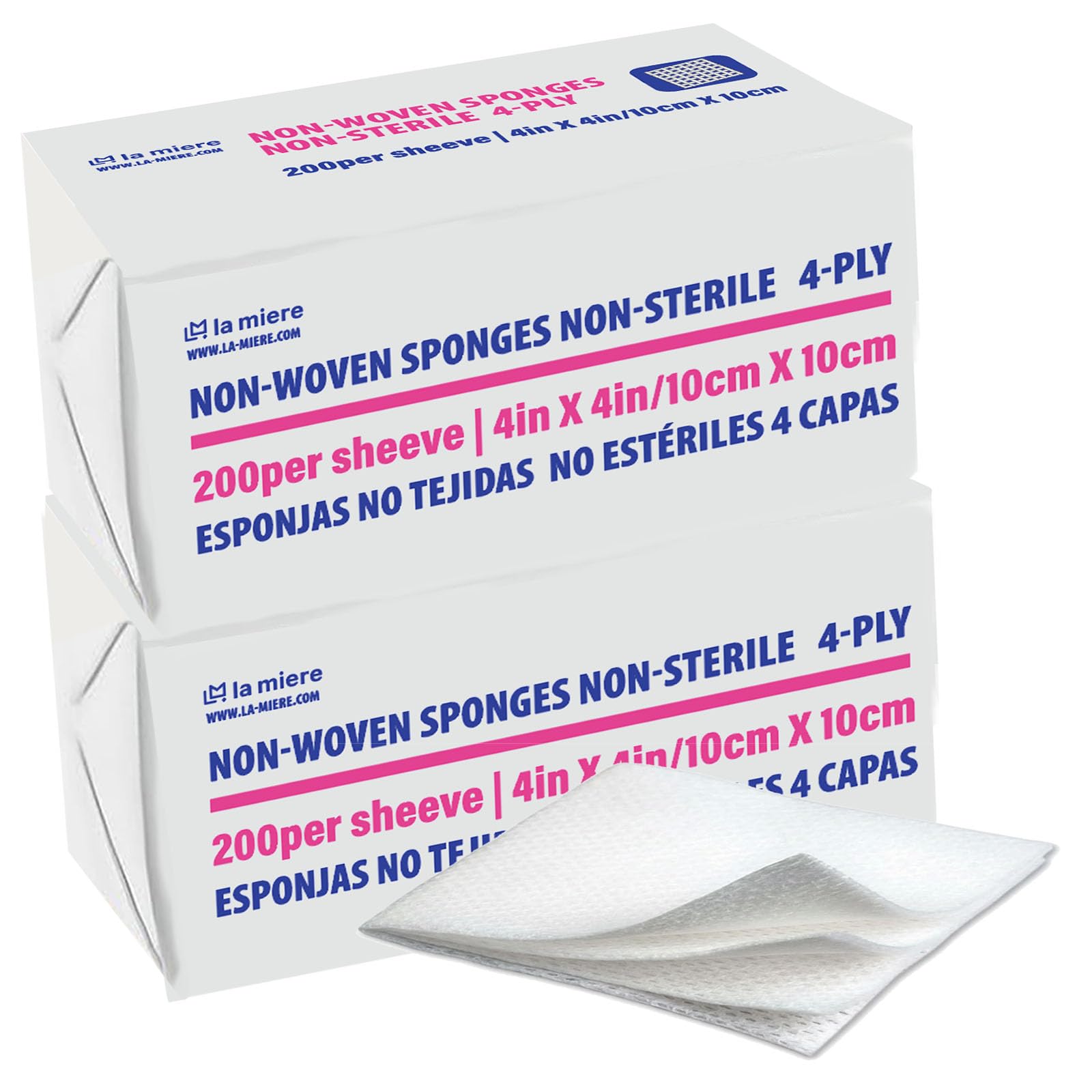 4"x4" 200 Pack Non-Woven Sponges 4-Ply Medical Sponges Non-Sterile — Amazon image 15