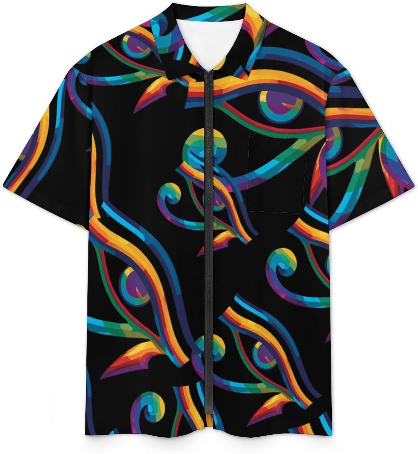 Egyptian Hieroglyphic Eye of Horuses Men's Shirt Full Zip Up Polo Shirts Hawaiian Tshirts Tops