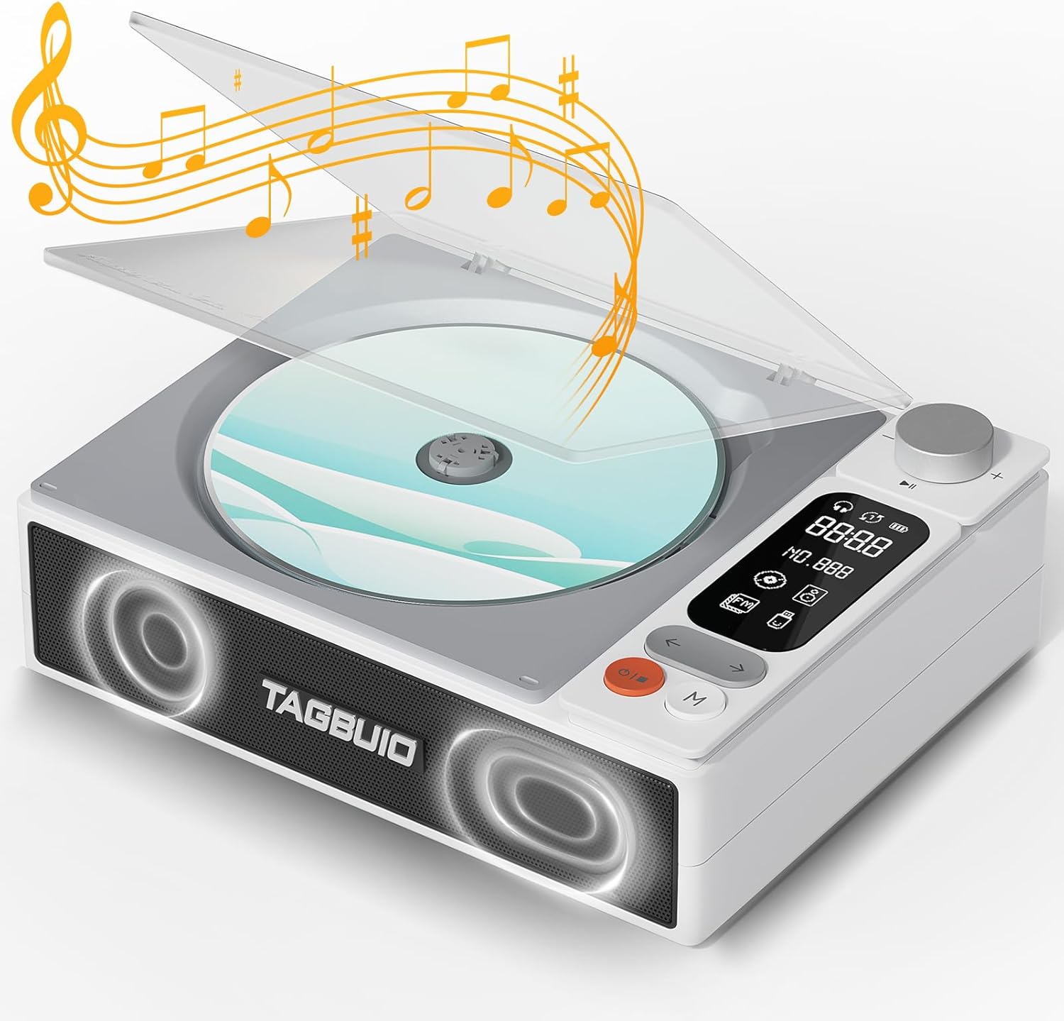 CD Player Portable, TAGBUIO Portable CD Player for Home, 2.4-inch LCD Screen Display with Rechargeable Battery, USB Bluetooth 5.1 AUX Output with Stereo Speakers, Vintage Design for Holiday Present