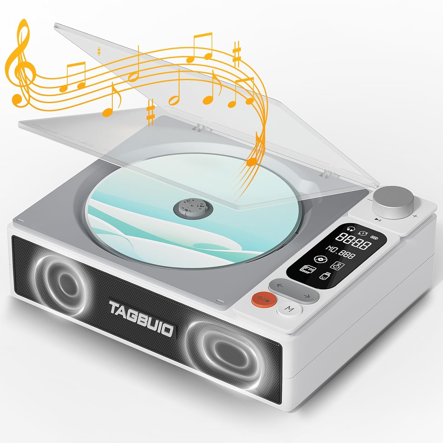 CD Player Portable, TAGBUIO Portable CD Player for Home, 2.4-inch LCD Screen Display with Rechargeable Battery, USB Bluetooth 5.1 AUX Output with Stereo Speakers, Vintage Design for Holiday Present