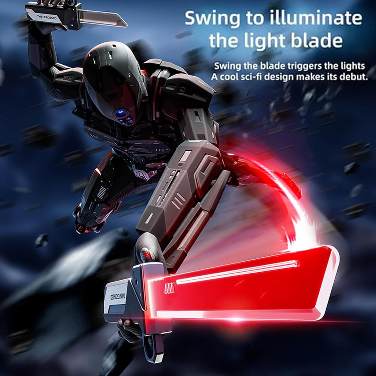 Spada Laser,Lightsaber,Sciabola Luminosa,Spada Sparkblade con Doppia Luce LED ed Effetto Spray,2 in 1 Spada Laser Retrattile,Ricarica USB-C,per Feste Cosplay,Halloween,Carnevale