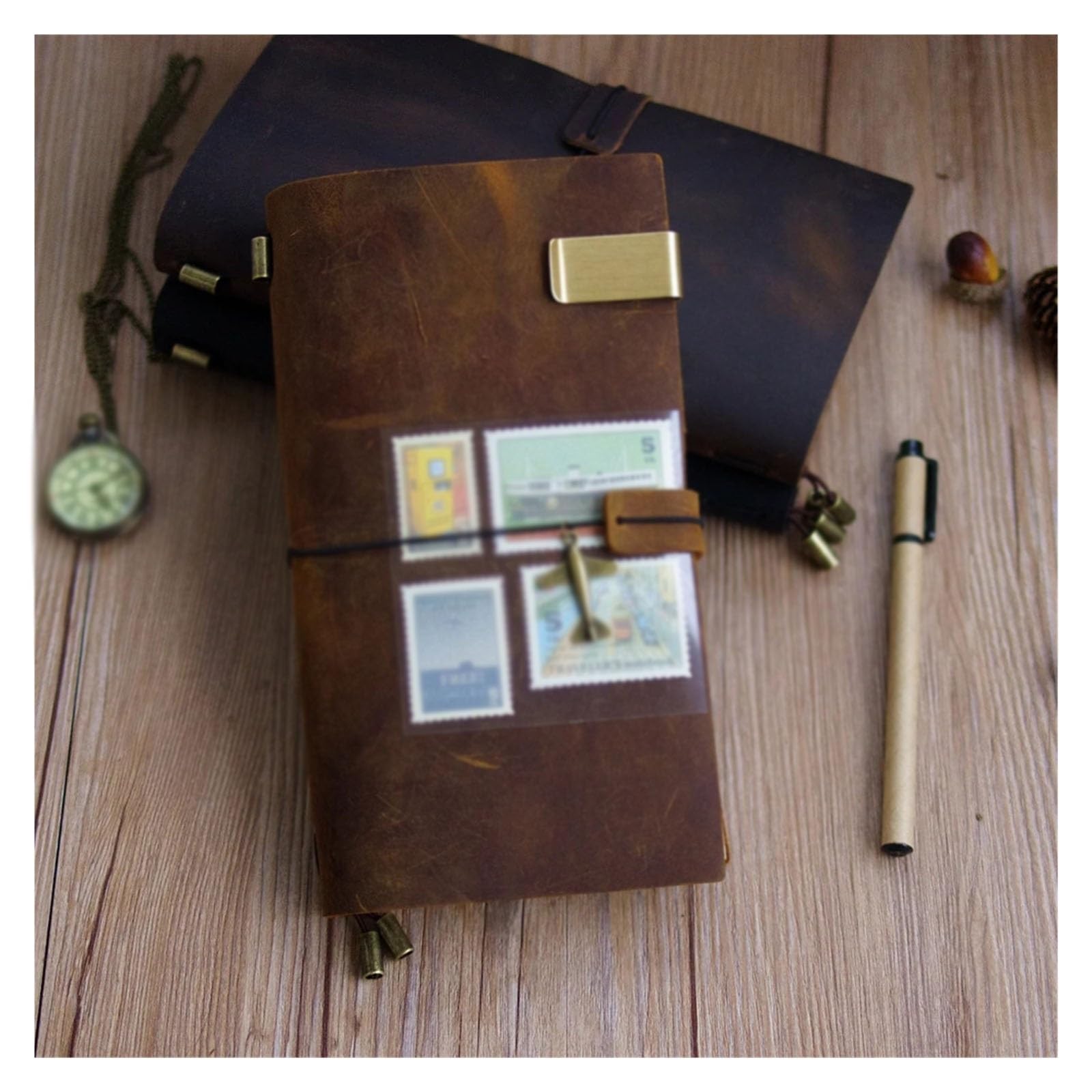 Notizbuch, Reisetagebuch, Tagebuch, Vintage-Geschenkplaner(Black,A5 22x15)