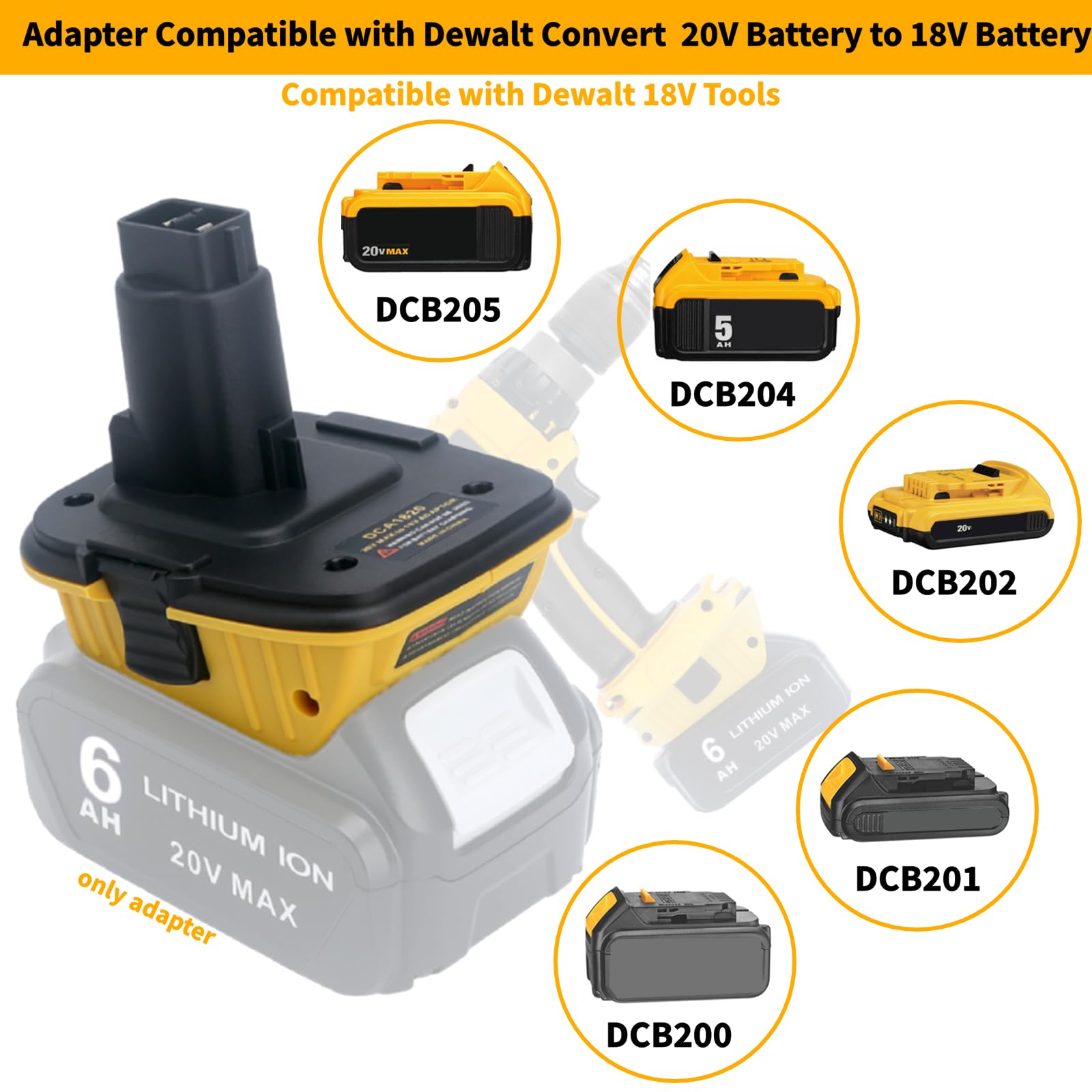Dewalt 60v Battery 4Pack DCA1820 18V To 20V Adapter Compatible