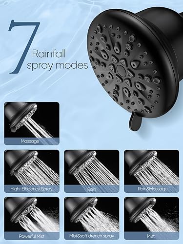 Miniatura 6 de Cobbe Cabezal de ducha de lujo con doble filtro, alto rendimiento de 16+20 etapas, 99% de eliminación de filtros de ducha para agua dura, elimina