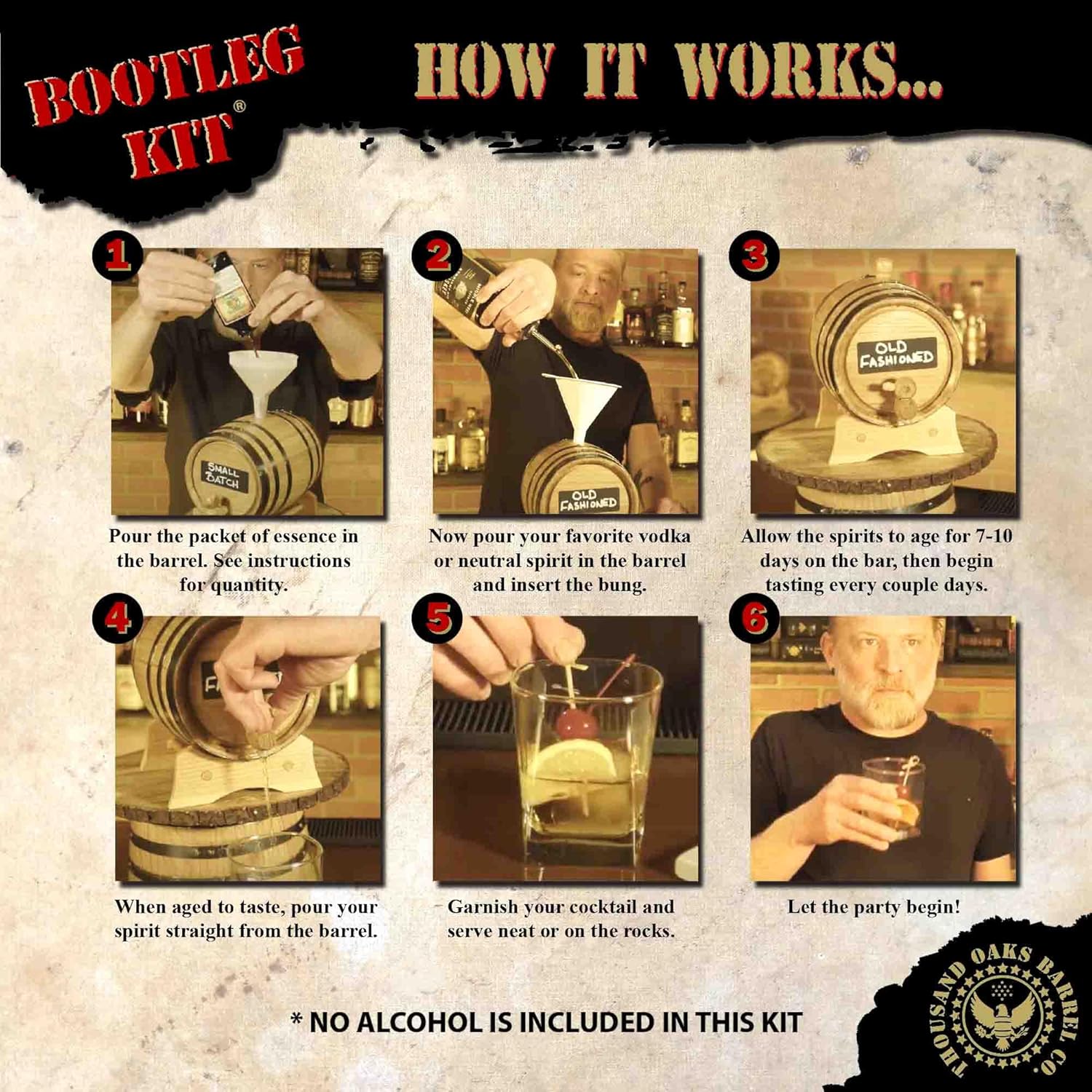 Personalized Kentucky Bourbon Whiskey Making Bootleg Kit (1 Liter) - Age Spirits in an Oak Barrel - Bourbon Gifts for Men by Thousand Oaks Barrel Co. (B821)