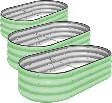 SnugNiture Raised Garden Bed, 3 Pieces, 4x2x1 ft, Galvanized Metal Planter Box, Green