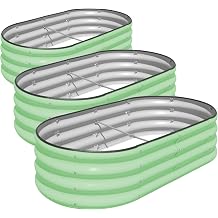 SnugNiture Raised Garden Bed, 3 Pieces, 4x2x1 ft, Galvanized Metal Planter Box, Green