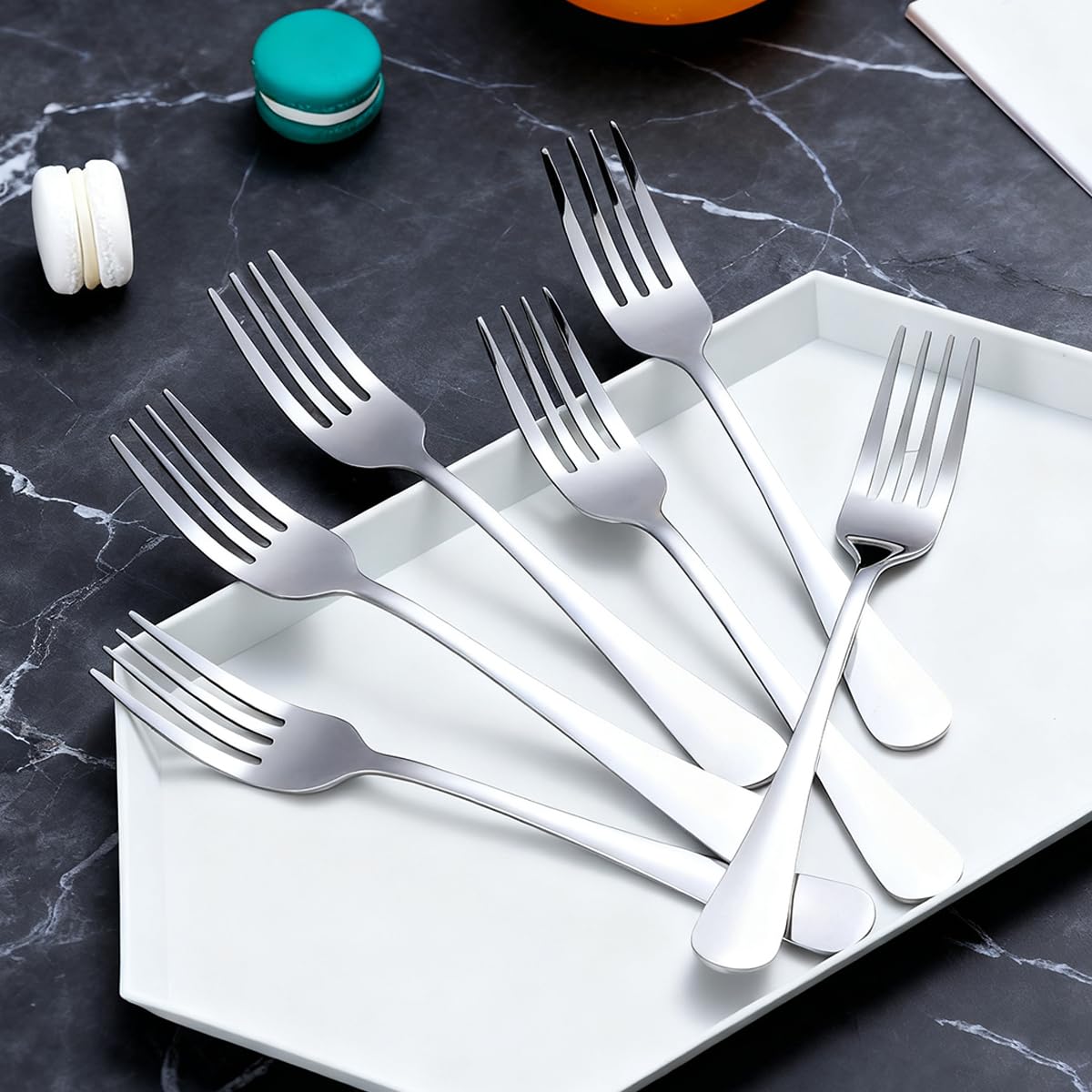 Berglander Set di 24 forchette da tavola in acciaio inox, 18,5 cm, per cucina, hotel, ristorante, lavabili in lavastoviglie