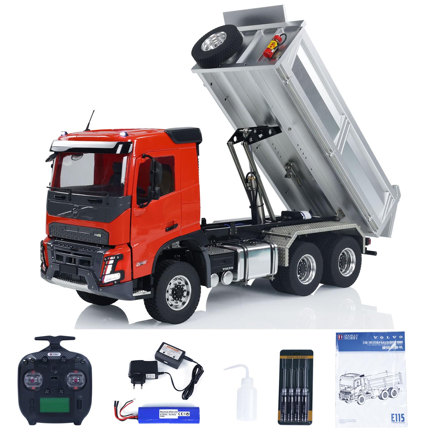 Double E 1 14 RC Hydraulic Dumper Truck 6x6 for FMX Remote Control Tipper Cars Model 2-Speed Transmission