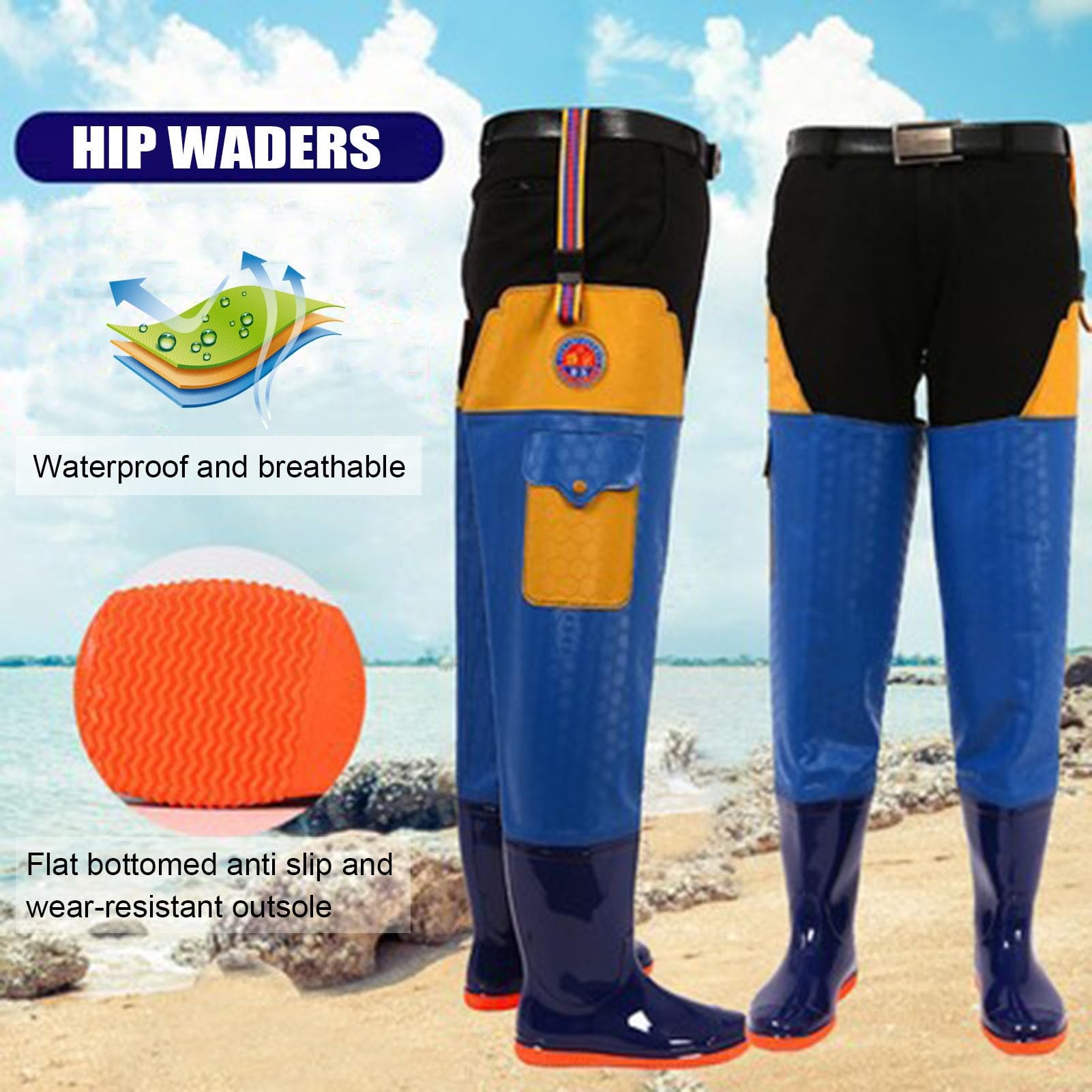 Stivali da Pesca Stivali da Pescatore da Uomo E da Donna con Tasche in PVC Leggero Impermeabile Stivali da Pescatore per La Pesca E La Caccia
