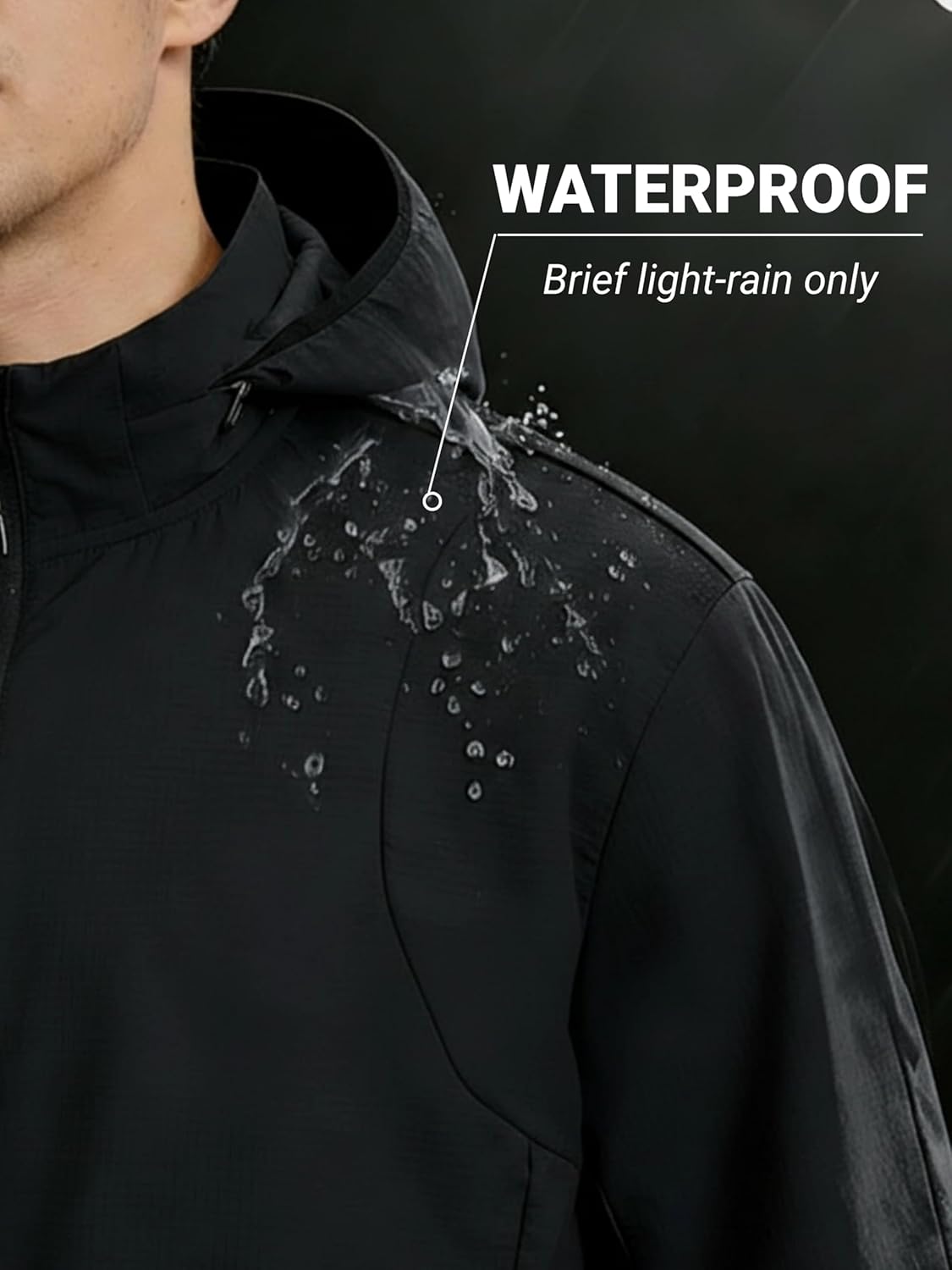 Simbora Jackets for Men,Lightweight Water Resistant Windbreaker,Zip Rain Jacket Hidden Hood Breathable Running Softshell - Image 5