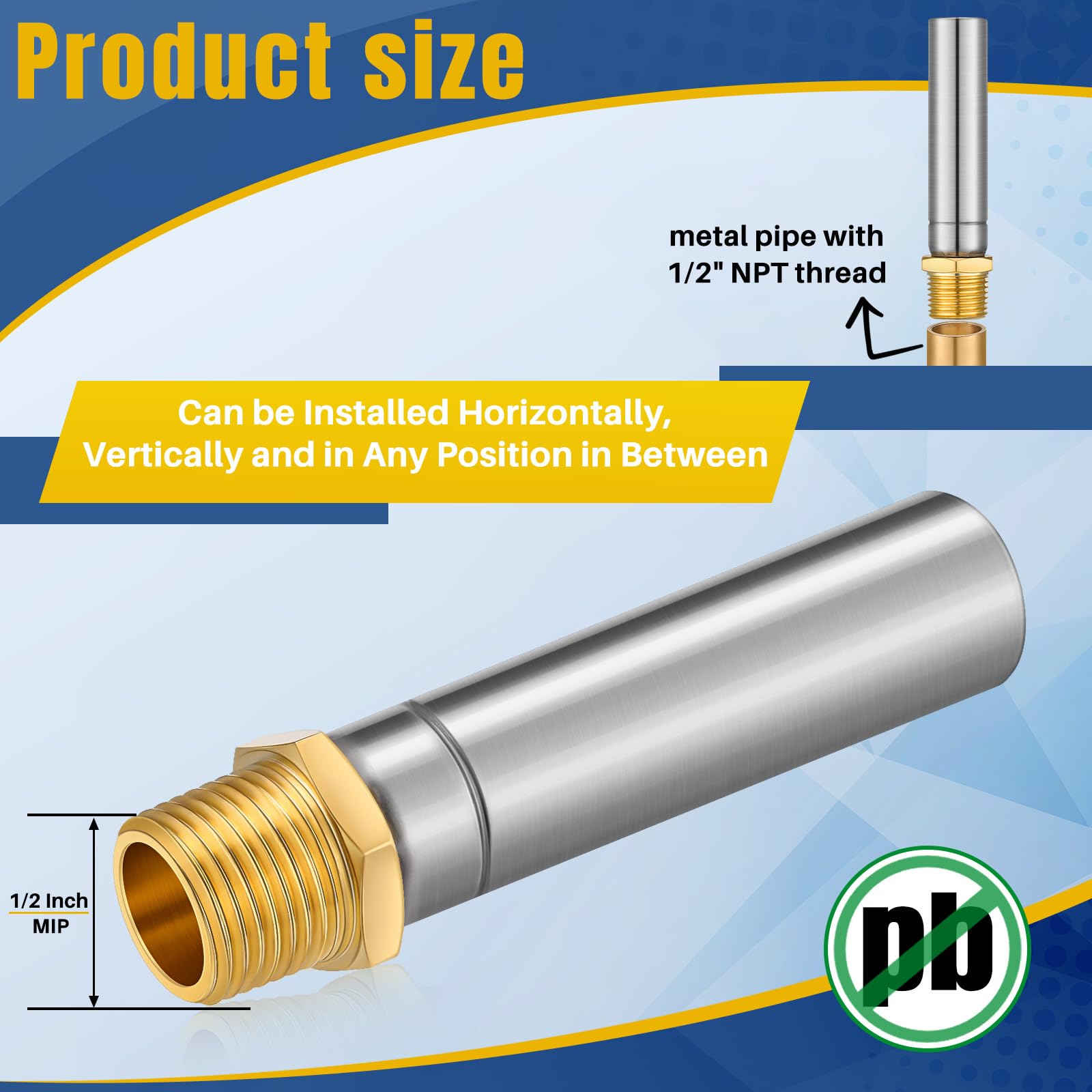 Mip Thread Snapklik.com : Threlaco 2 Pcs 1/2 Inch MIP Thread Stainless Steel Water ...