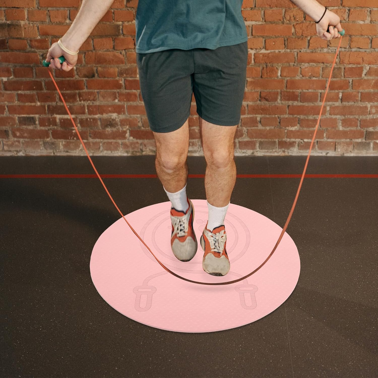 Tpe Non-slip Jump Rope Pad Pink Indoor Exercise Mat with Shock Absorption Noise Reduction for Home Fitness and Yoga Workouts