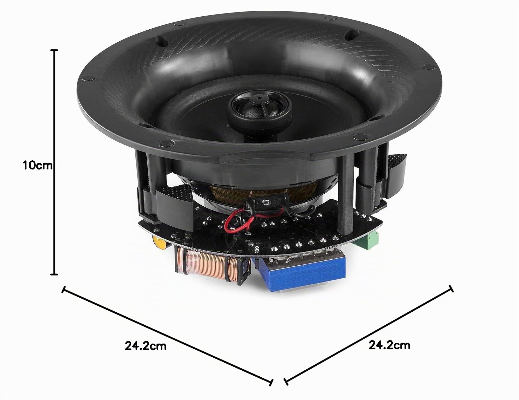 Power Dynamics FCS6 - Haut-Parleur de Plafond, Livré à l'Unité, 6,25" 100 V/8 Ohms, Design Élégant, Couleur Blanc, 242 x 242 x 100 mm