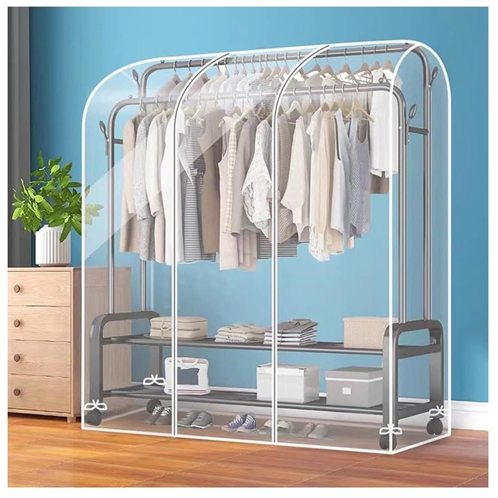 SenhE Fundas para Ropa, Cubierta para Riel de Ropa con Cremallera, Fundas Antipolvo para Perchas, para Trajes, Abrigos, Vestidos, Dormitorio, Protector Resistente al Polvo