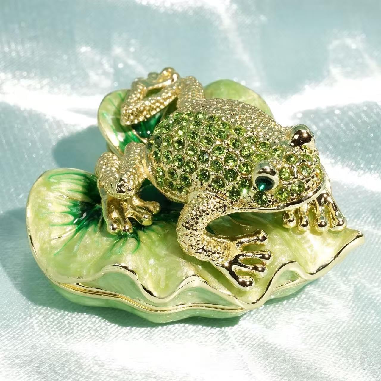 Exquisite Hand-Painted Enamel Frog Trinket Box Hinged Mini Jewelry Organizer for Rings & Necklaces, Ideal for Classical Home Decor & Collectible Keepsake Women Girls Festival Gift