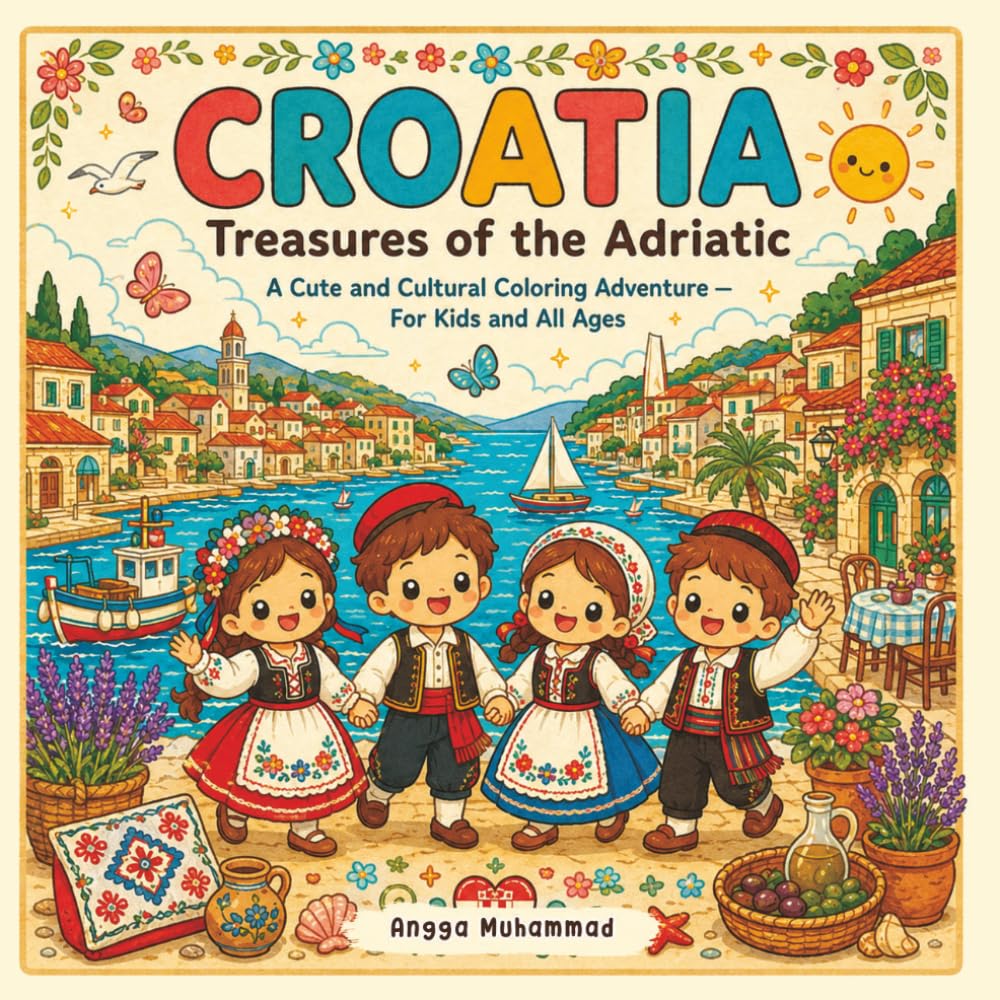 CROATIA — Treasures of the Adriatic: A Cute and Cultural Coloring Adventure Through Adriatic Coastlines, Historic Towns, Wildlife, Folk Traditions, ... Wonders of Croatia — For Kids and All Ages