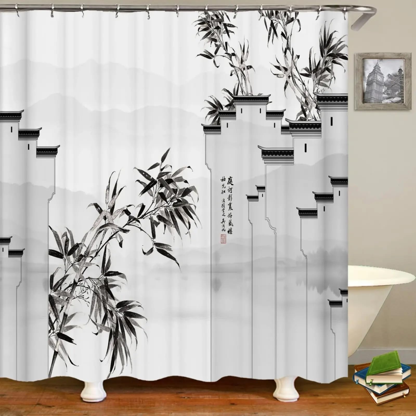 Rideau douche 3D anti moisissure en polyester lavable pour salle de bain saine