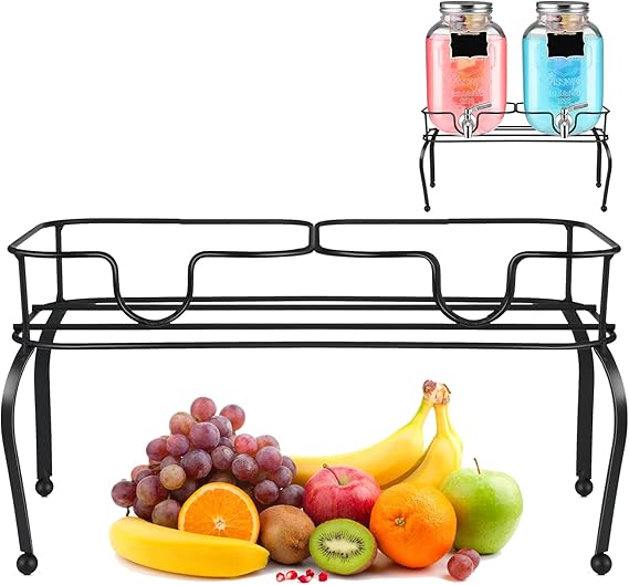 Blulu Metal Beverage Dispenser Stand for Parties Double