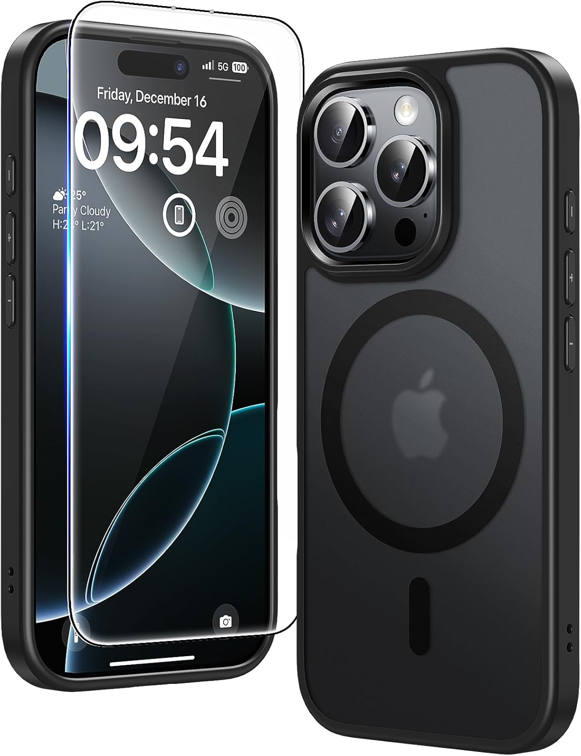 ZZDZZ Magnetica Cover Compatibile con iPhone Xs Max con Pellicola Temperato, Custodia Sottile Protezione Antiurto (Nero