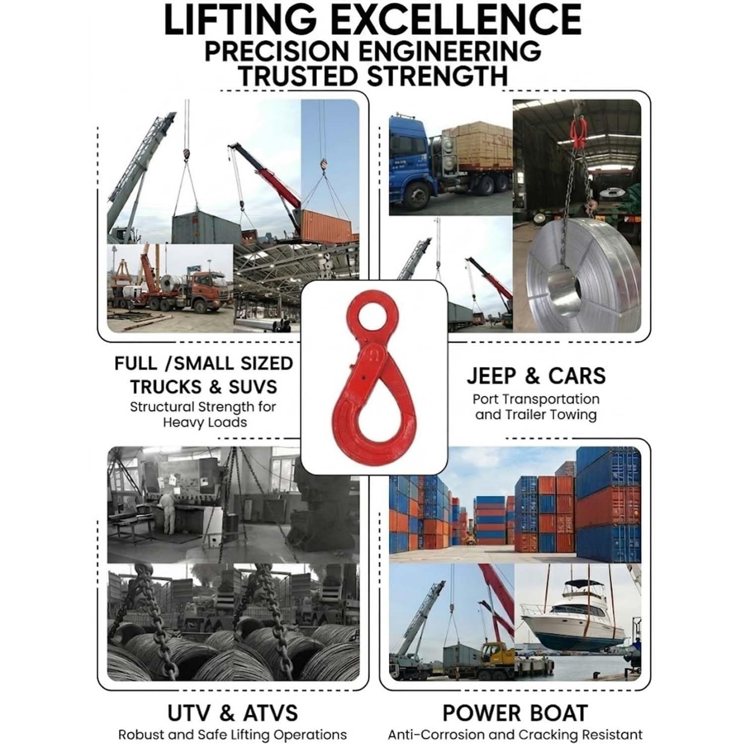 Gancio scorrevole, forcella, blocco di sicurezza, acciaio legato, 12.5T-31.5T, for sartiame(15T=33069 lbs)