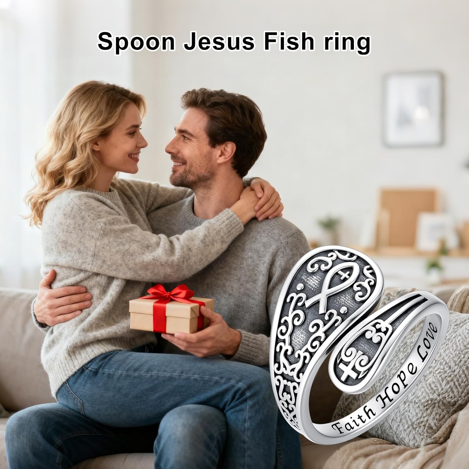 Spoon Ring for Women S925 Sterling Silver Dragonfly Ring Adjustable Thumb Rings Jesus Fish Rings Spoon Jewelry for Brithday Christmas - Image 4