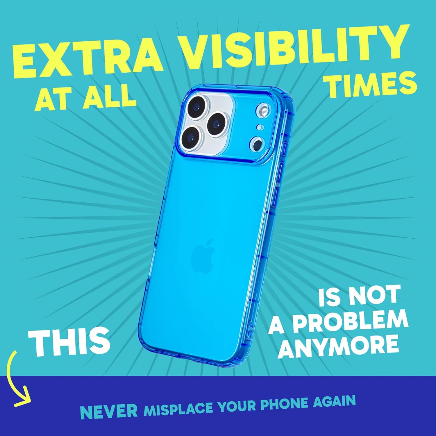 SteepLab Neon Highlighter Case for iPhone 17 Pro Max - The Grippy Jelly Case w/Protective Air Pockets (Elevated Azure Blue)