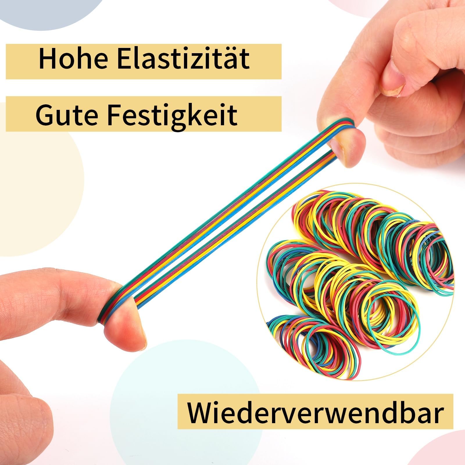 600 stuks Kleurrijke elastiekjes, 38×1,4 mm rubberen ringen, klein huishoudelijk rubber, elastiekjes voor thuis, kantoor, school (4 kleuren