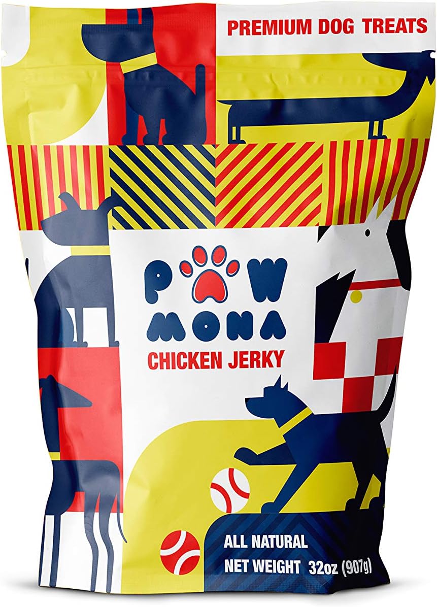 PAWMONA Chicken Jerky Treats, All-Natural, Made with Real Chicken - Premium Treat for Small and Large Dogs, 2 lb. Bag - Great Gift for Dog Lovers