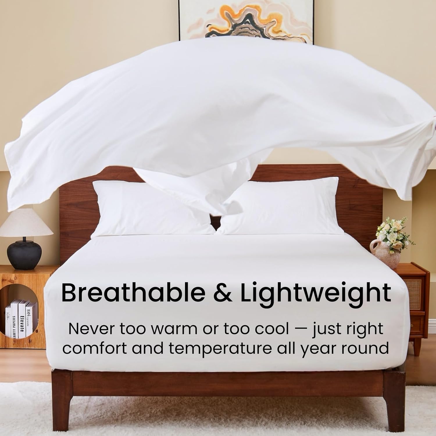 GOKOTTA 4-Pcs Queen Sheet Set, 18"-21" Extra Deep Pocket, Non-Slip Elastic Corner Straps, Prewashed & Brushed Microfiber Polyester, Ultra Soft, Hotel Luxury, Breathable, Wrinkle-Free, Anti-Rip - White - Image 7