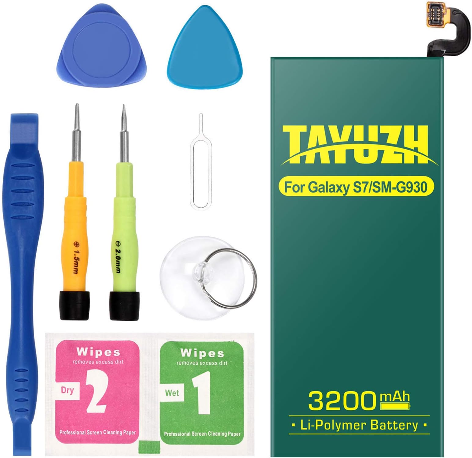 Galaxy S7 Battery, TAYUZH 3200mAh Li-Polymer Internal Battery EB-BG930ABE Replacement for Galaxy S7 G930 G930V G930A G930T G930P G930F with Repair Replacement Kit Tools