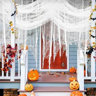 Halloween Haunted House Bar Thin Net Yarn Ghost Festival DIY Decorative Gauze Decorative Cloth Can Be Cut(White)