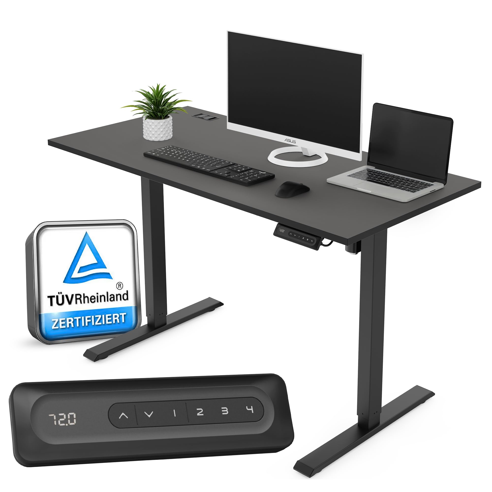 Yaasa Desk Lite 100x60cm, Premium-Schreibtisch elektrisch höhenverstellbar | Elektrisch höhenverstellbarer Schreibtisch für Büro, Automatikfahrt, verschiedene Größe und Farben, 5 Jahre Garantie