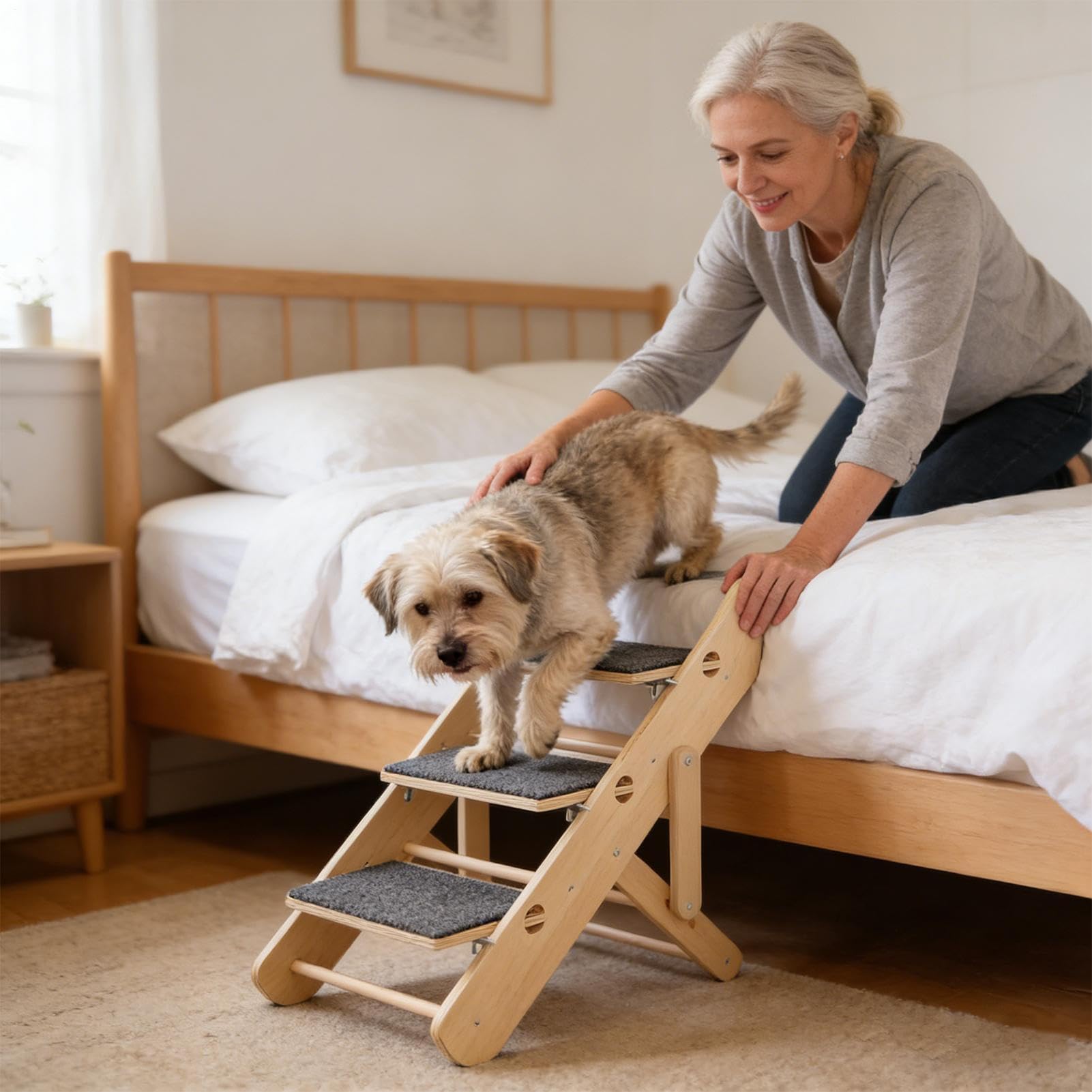 Rampa para Perros Plegable Escaleras Antideslizantes y Estables para | Escalones para Mascotas para Subir al Sofá, Sillón, Cama o Utilizar en Salón y Dormitorio