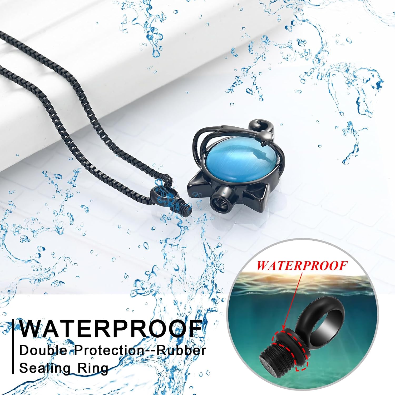 XSMZB Pet Cremation Ashes Jewelry Moonstone Cat Urn Necklace for Ashes for Women Men Lovely Cat Memorial Urn Locket Keepsake Pendant Gift - Image 4