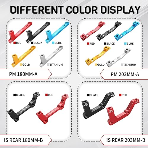 Miniatura 3 de BUCKLOS PMis Front Rear 180203mm Disc Brake Caliper Mount Adapter Gear Parts Accessories, CNC Machined Aluminum Alloy Rotor Adapter with Bolts