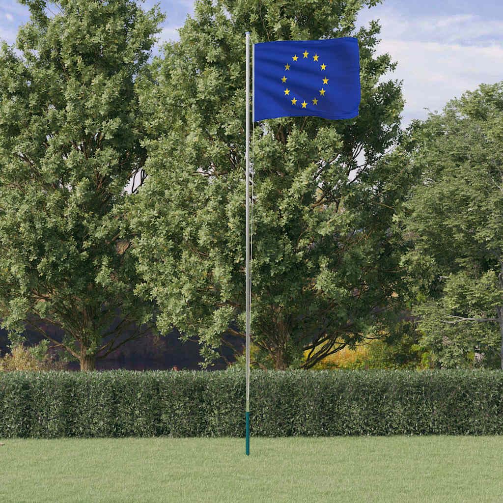 Genérico Mástil y Bandera de Europa Aluminio 6,23 m,Casa y jardín,Decoración,Banderas y Mangas de viento-3147114