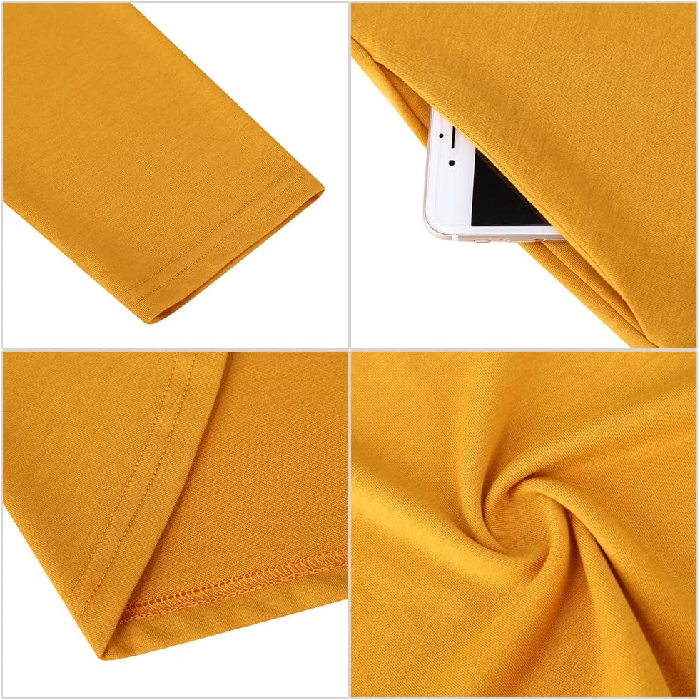 MISSKY 3/4 Long Sleeve Pocket Loose Midi Yellow Dresses for Women (XL,8#) - Image 5