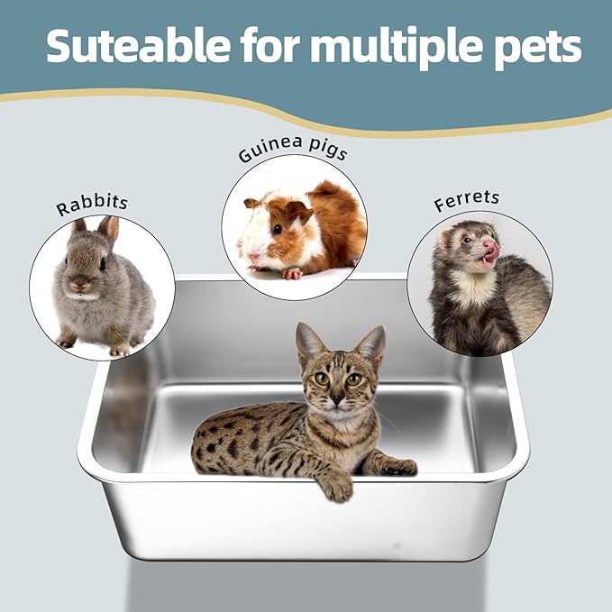 Bandeja de ducha para gato de acero inoxidable – Tamaño grande, resistente, fácil de limpiar miniatura 4