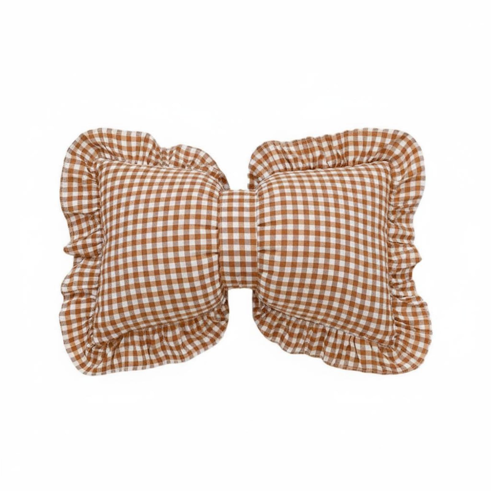APIRILY Cover and Insert Bow-Shaped Pillow Farmhouse Aesthetic Ruffle Trim Pillow, Caramel, Bow 30x50cm Core | Decorative Nursery Pillows | Nursery Bedding-image-10